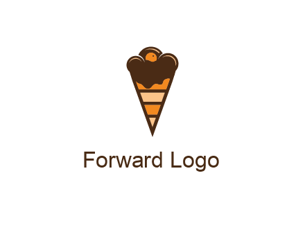 chocolate ice cream with striped cone