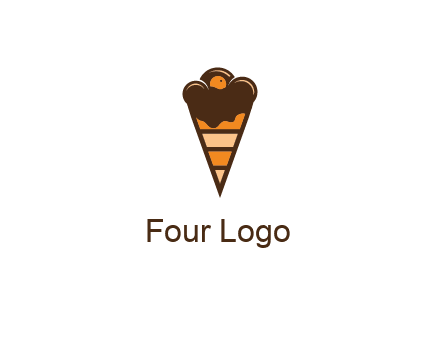 chocolate ice cream with striped cone