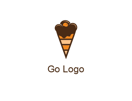 chocolate ice cream with striped cone