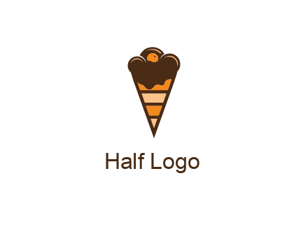 chocolate ice cream with striped cone