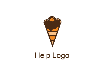 chocolate ice cream with striped cone