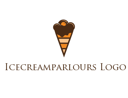 chocolate ice cream with striped cone