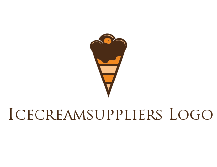 chocolate ice cream with striped cone
