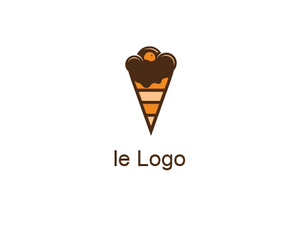 chocolate ice cream with striped cone