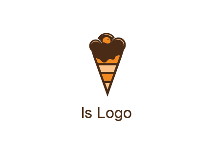 chocolate ice cream with striped cone