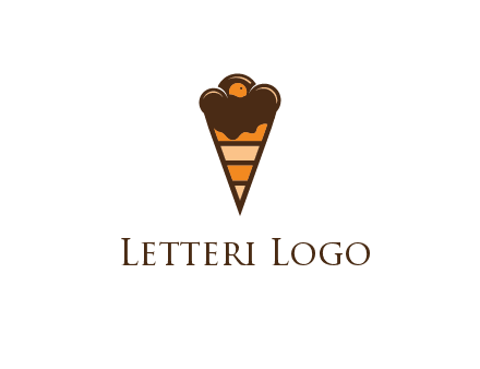 chocolate ice cream with striped cone