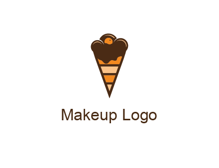 chocolate ice cream with striped cone