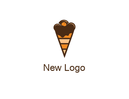 chocolate ice cream with striped cone