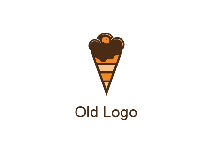chocolate ice cream with striped cone
