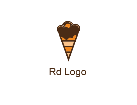 chocolate ice cream with striped cone