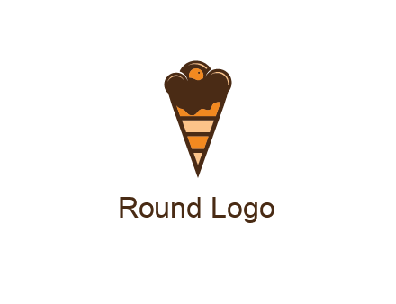 chocolate ice cream with striped cone