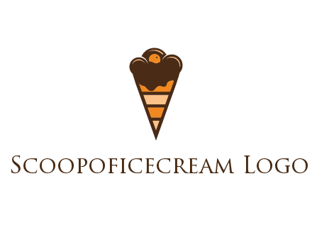 chocolate ice cream with striped cone