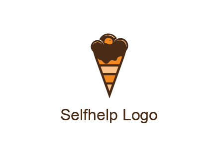 chocolate ice cream with striped cone
