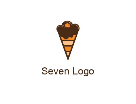 chocolate ice cream with striped cone