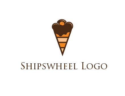 chocolate ice cream with striped cone