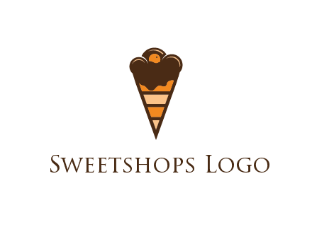 chocolate ice cream with striped cone