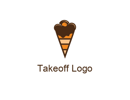 chocolate ice cream with striped cone