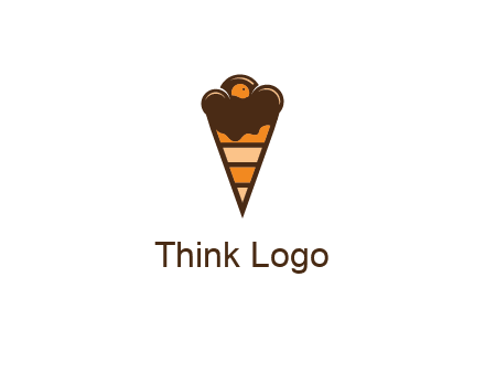 chocolate ice cream with striped cone