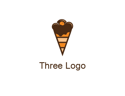 chocolate ice cream with striped cone