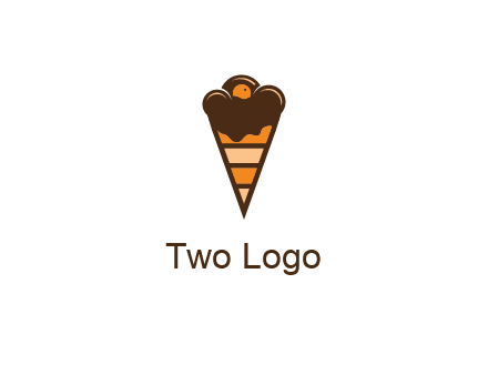chocolate ice cream with striped cone