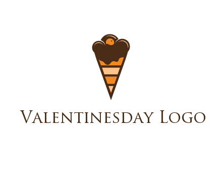 chocolate ice cream with striped cone