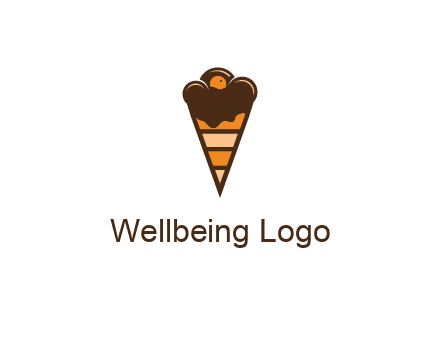 chocolate ice cream with striped cone