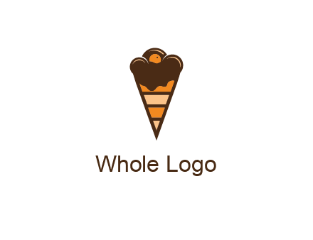 chocolate ice cream with striped cone