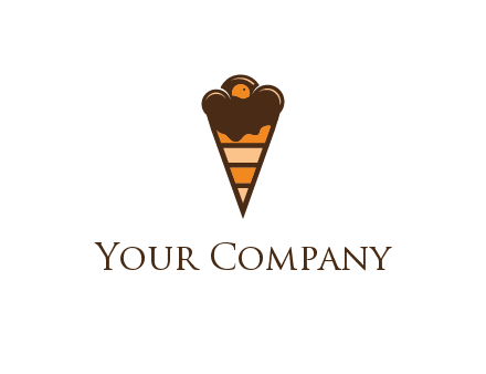 chocolate ice cream with striped cone