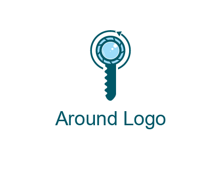 camera lens in key with round arrow