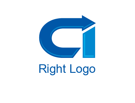 letter c and i with arrow logo