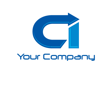 letter c and i with arrow logo