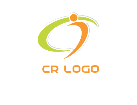 swoosh and abstract person made of letter c and i logo