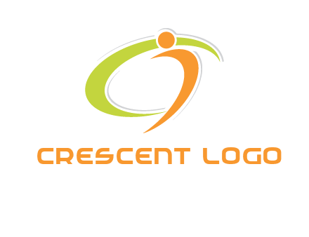 swoosh and abstract person made of letter c and i logo