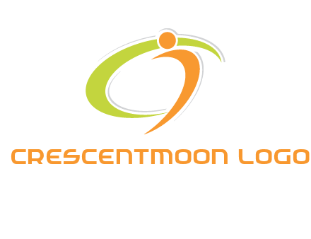 swoosh and abstract person made of letter c and i logo