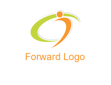 swoosh and abstract person made of letter c and i logo