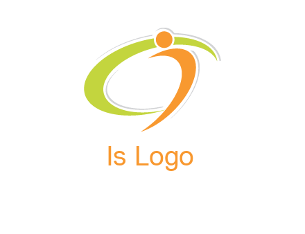 swoosh and abstract person made of letter c and i logo