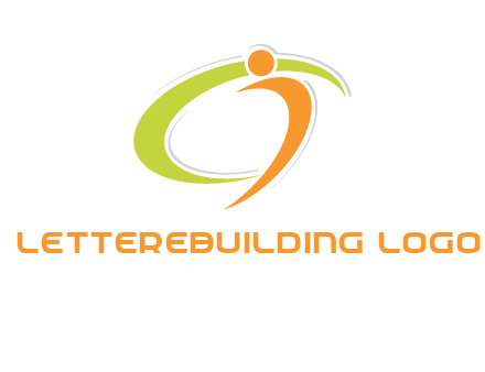 swoosh and abstract person made of letter c and i logo