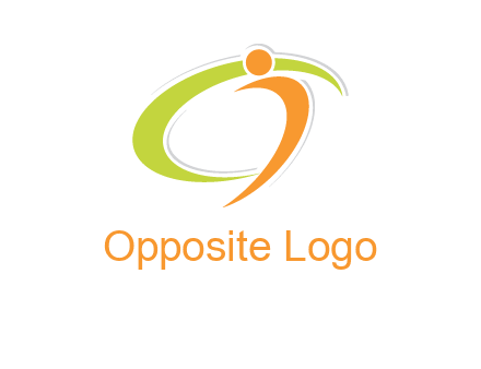 swoosh and abstract person made of letter c and i logo