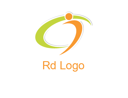 swoosh and abstract person made of letter c and i logo