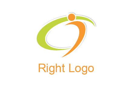 swoosh and abstract person made of letter c and i logo