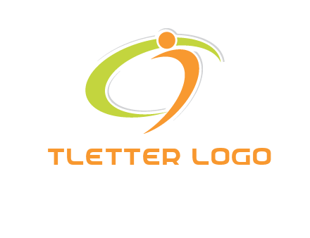 swoosh and abstract person made of letter c and i logo