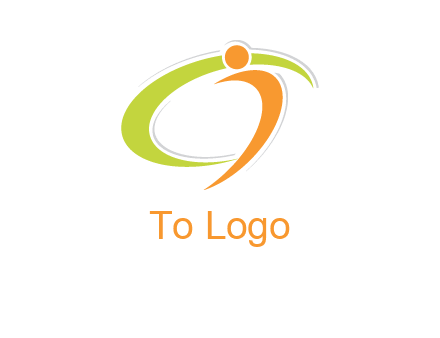 swoosh and abstract person made of letter c and i logo