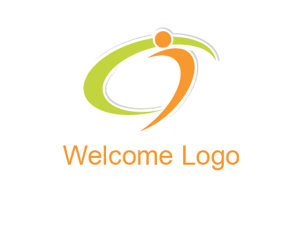 swoosh and abstract person made of letter c and i logo