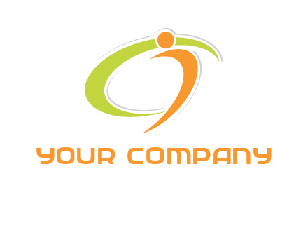 swoosh and abstract person made of letter c and i logo