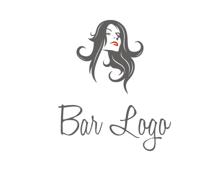 head of woman with long hair beauty logo icon