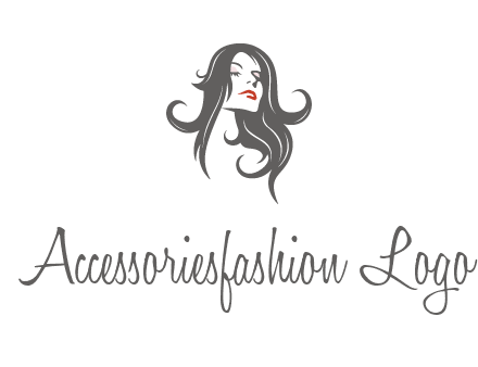 head of woman with long hair beauty logo icon