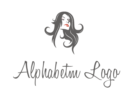 head of woman with long hair beauty logo icon