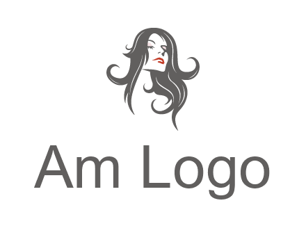 head of woman with long hair beauty logo icon