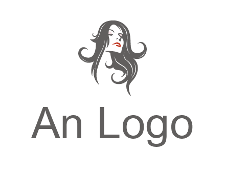 head of woman with long hair beauty logo icon