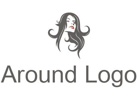 head of woman with long hair beauty logo icon